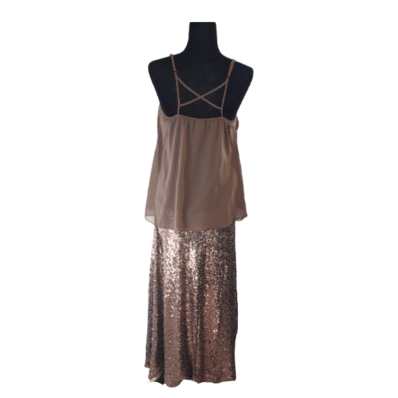 NEW Women's Mossimo Copper Green & Gold Petite Tank Top and Gold Sequined Maxi - Picture 4 of 9